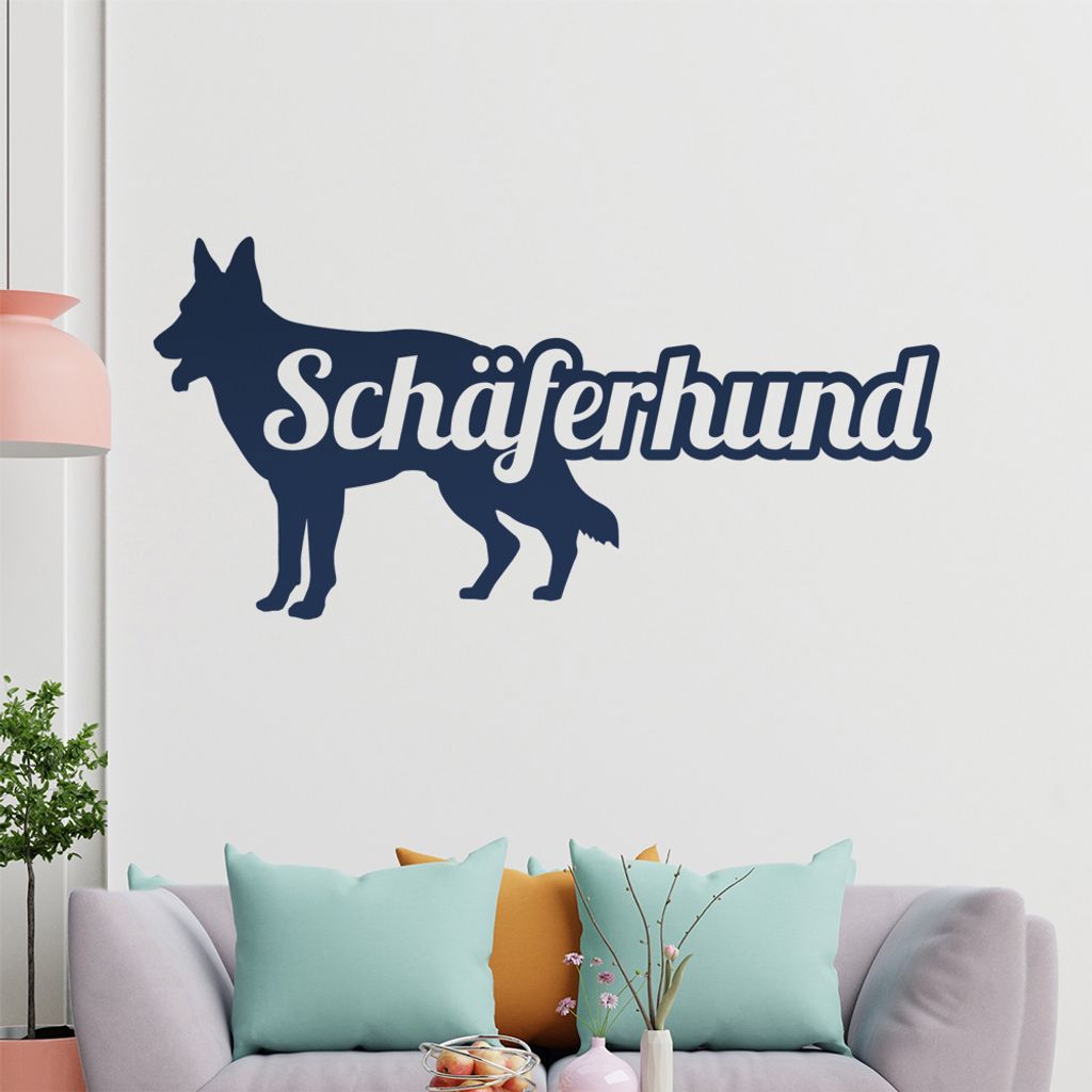 KIWISTAR Schäferhund mit Name Schrift Silhouette Wandtattoo in 6 Größen - Wandaufkleber Wall Sticker - Dekoration, Küche, Wohnzimmer, Schlafzim...