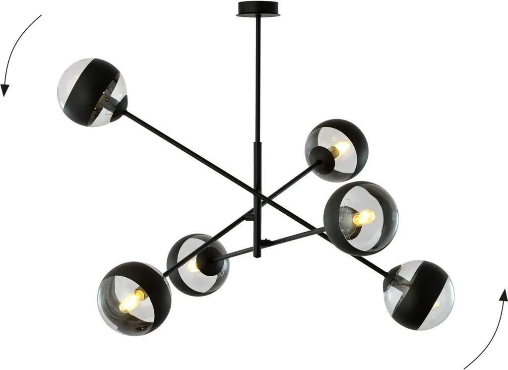 Lustre Emibig LINEAR 6 NOIR RAYURÉ 1168/6 avec 6xE14 40W pour Salon Chic