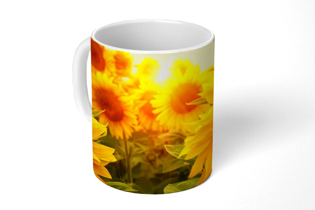 KitchenYeah Tasse Kaffeetasse Kaffeebecher 350 ml Sonnenblume - Gelb - Blumen - Sonne Teetasse - Fototasse - Becher - Keramikbecher - Teebecher -...
