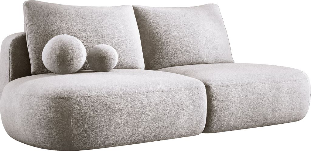 DomoHome Moderne Schlafsofa BABU mit Schlaffunktion – 3-Sitzer Sofa mit Bettkasten, DL-Automat, 2 Rückenkissen, 2 Zierkissen, 240x90x90 cm Hellgrau