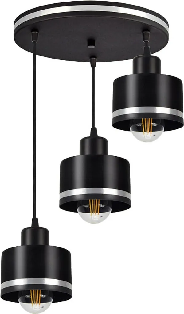 Suspension Luminaire Moderne 3 Lampes E27 - Lustre Noir WAMA Candellux