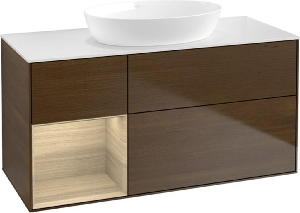 V&B Waschtischunterschrank Wandbeleuchtung Finion 120cm, Pl wh. m, Reg Oa ven, wal ven