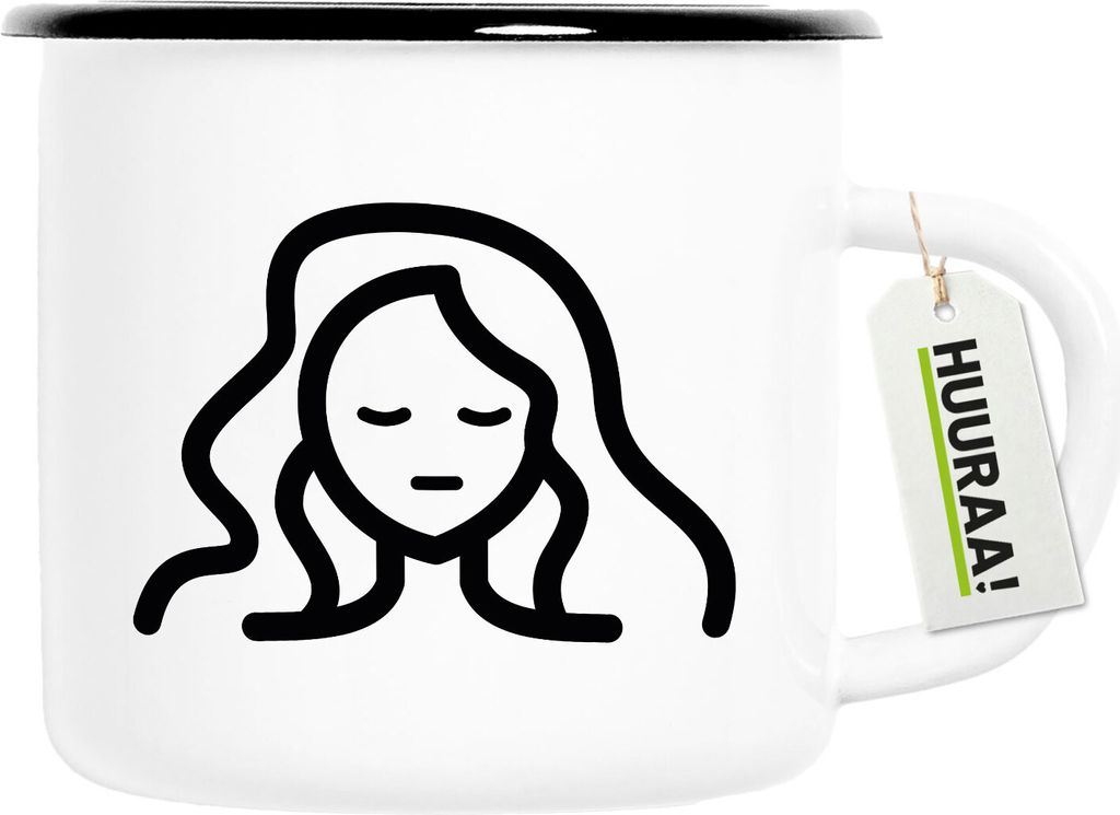 Huuraa Emaille Tasse Jungfrau Sternzeichen Symbol 300ml Vintage Campingbecher Geschenkidee