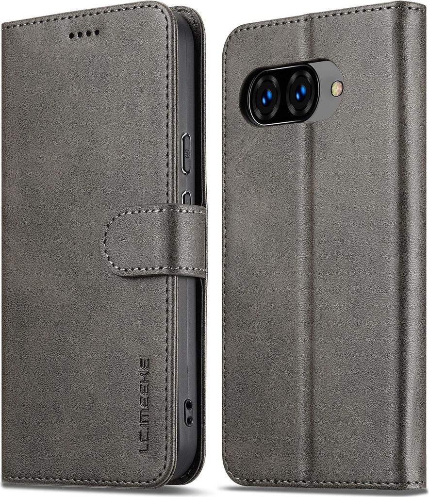 Hülle für Google Pixel 9A, Klapphüllen Brieftasche Leder Magnetverschluss Ständer Schutzhülle Gris