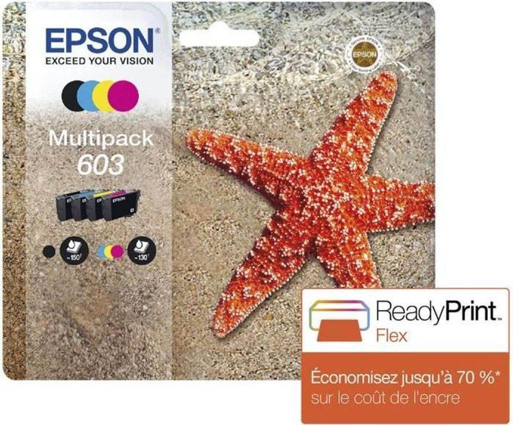 Tintenpatrone, Epson 603 Etoile de mer Multipack, Schwarz, Cyan, Magenta, Gelb, C13T03U64010