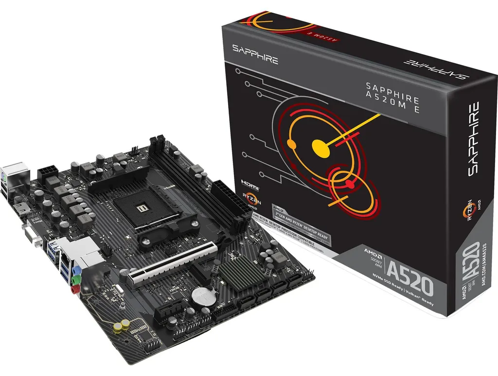 Carte mère Sapphire MB A520M-E AM4 DDR4 pour PC Bureautique et Multimédia