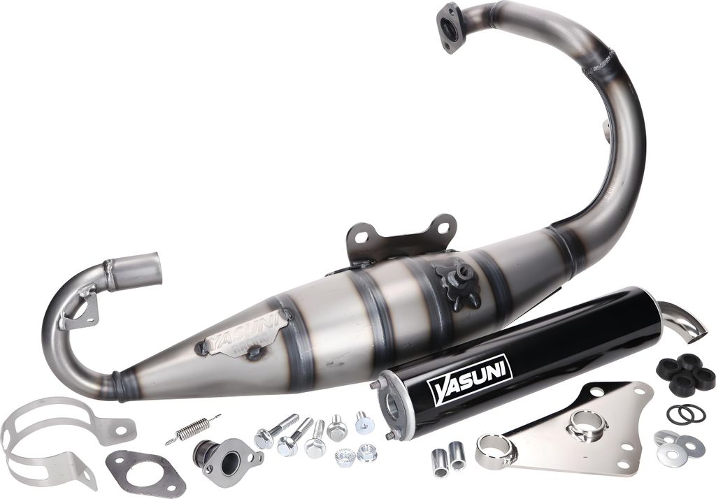 Yasuni Auspuffanlage Scooter R mit Zulassung, schwarz kompatibel mit Peugeot stehend, Peugeot Speedfight 2 LC AC 1 307 WRC Vivacity SV GEO Elyseo E...