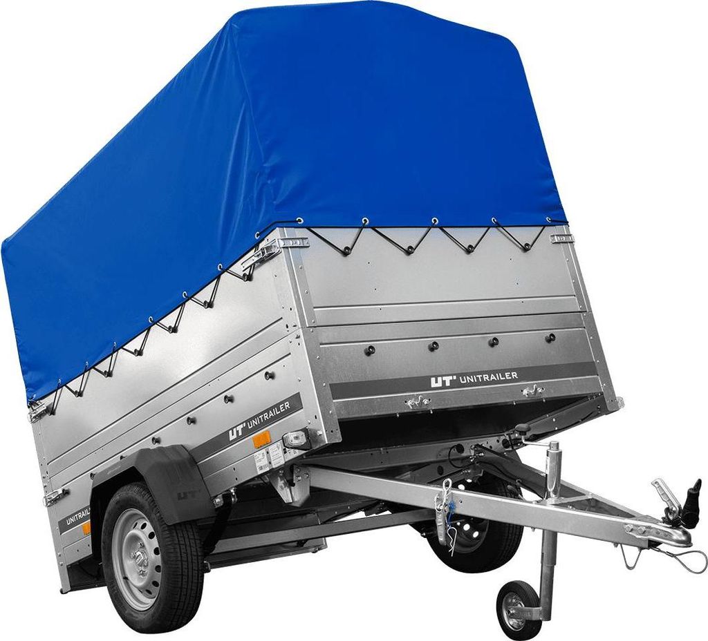Leichtanhänger auf Federn 200x125 UNITRAILER GARDEN 201/R KIPP mit BIS-Seiten, H-800-Rahmen und blauer Plane