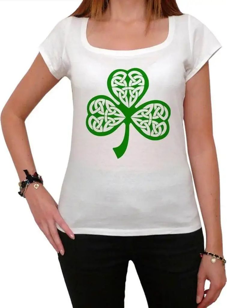 Damen Grafik T-Shirt Keltisches Kleeblatt Triquetra 2 – Celtic Shamrock Triquetra 2 – Öko-Verantwortlich Vintage Jahrgang Kurzarm Lustige Druck