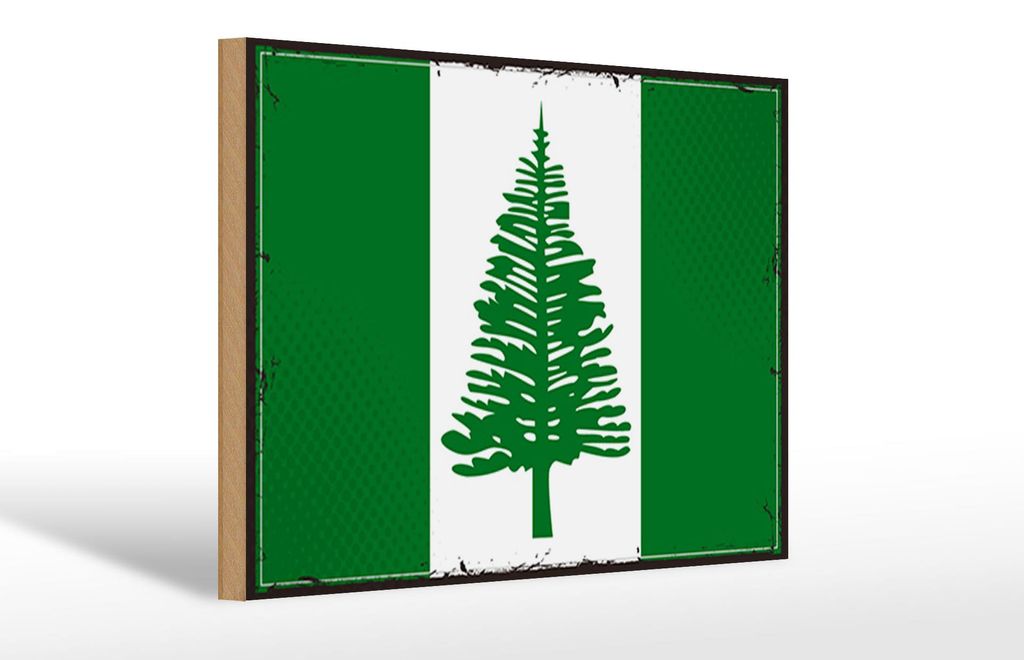 Holzschild Flagge Norfolkinsel 30x20cm Retro Flag