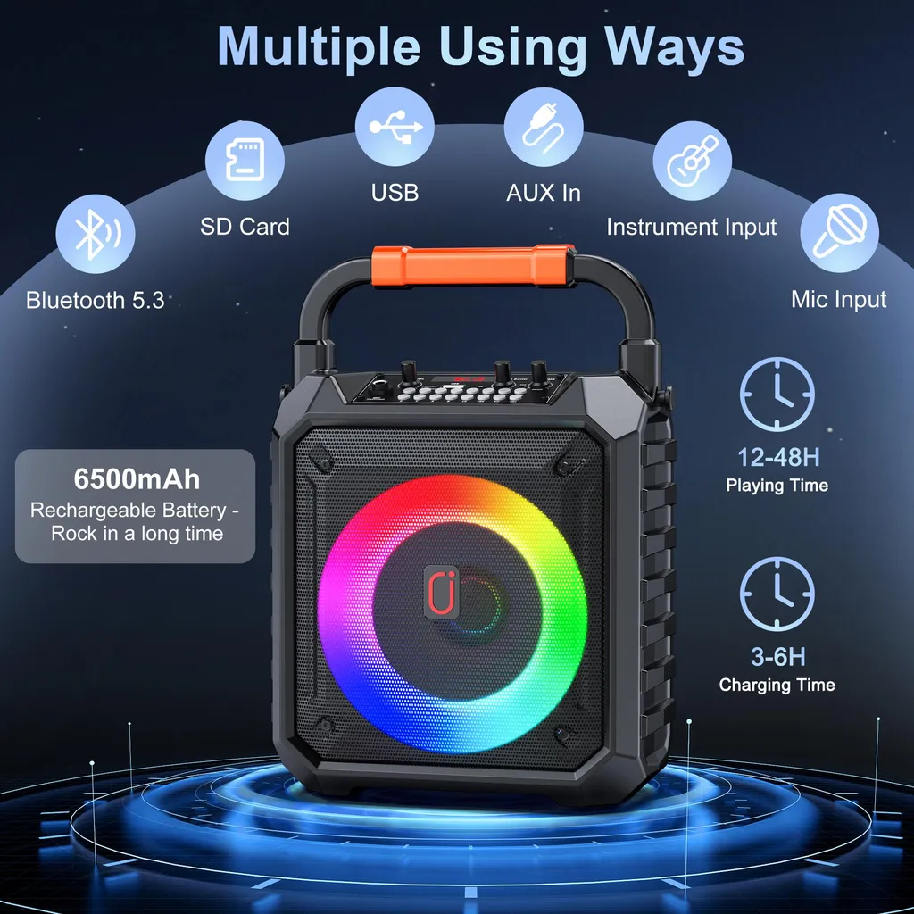 Machine à karaoké avec 2 micros sans fil Bluetooth 20W - Modèle MK-200