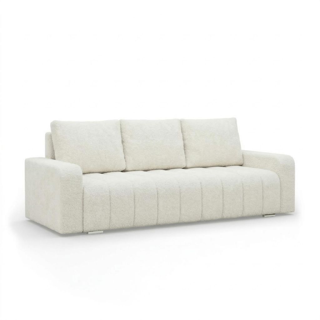 ABRIELLE - Sofa mit Schlaffunktion, Bettkastem, Komfort und Still, cremefarben