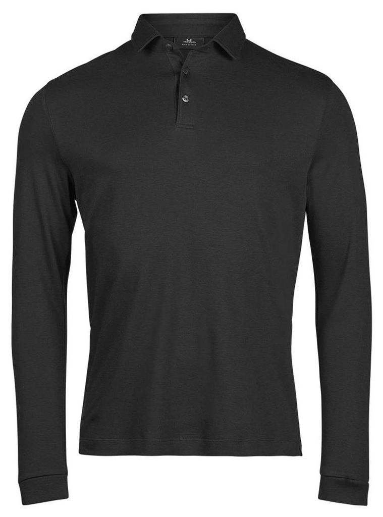 Tee Jays - "Prima" Poloshirt für Herren, Langärmlig PC8187 (M) (Schwarz)
