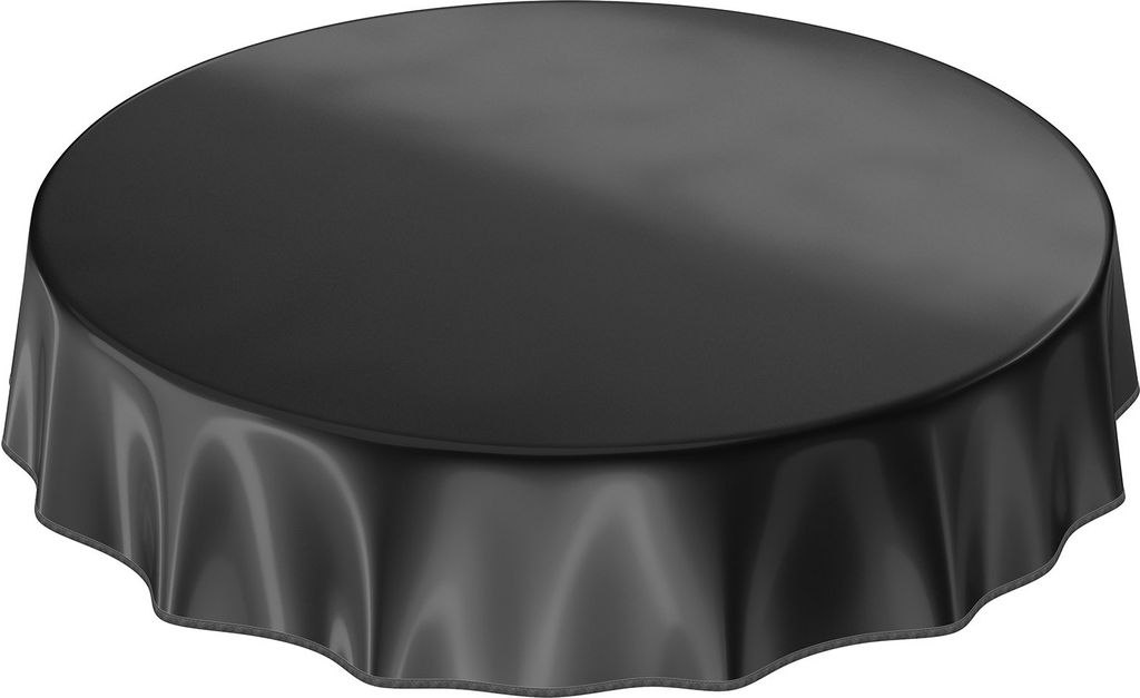 Tischdecke Wachstuch PVC abwaschbar Einfarbig Schwarz Rund Produktbild 