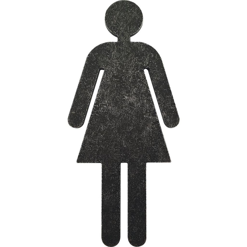 Halcö WC Symbol zum kleben - Frau (weiblich) Eisen verzinkt patiniert schwarz