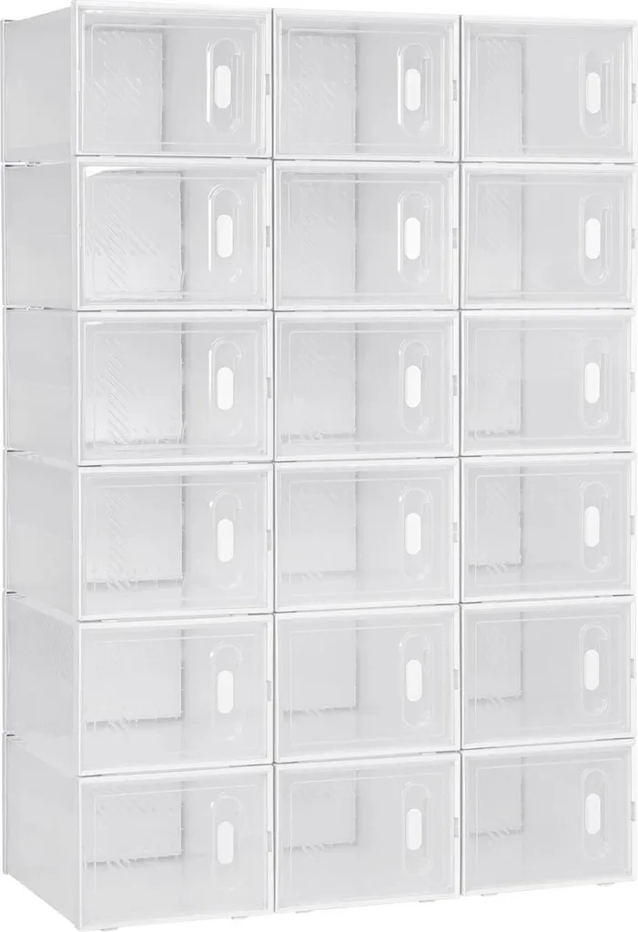 Boîtes à chaussures transparentes bleues et étanches - Lot de 18 pièces