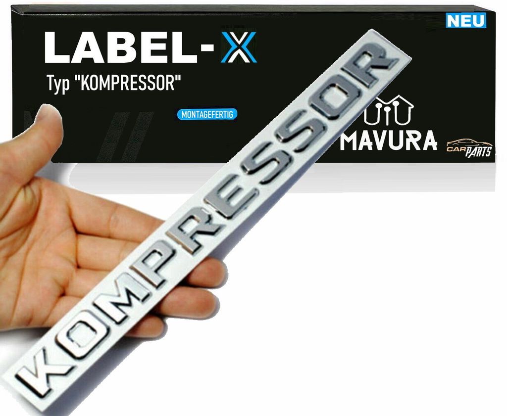 Naklejka LABEL-X typ COMPRESSOR chromowana naklejka z logo Zdjęcie produktu 