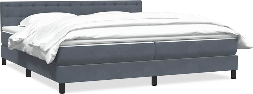 vidaXL Boxspringbett mit Matratze Dunkelgrau 180x210 cm Samt