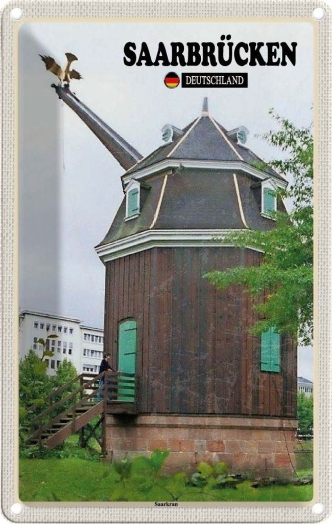 vianmo Blechschild 18x12 cm Saarbrücken Saarkran Bildmotiv Reisemotiv Abenteuer Reisen