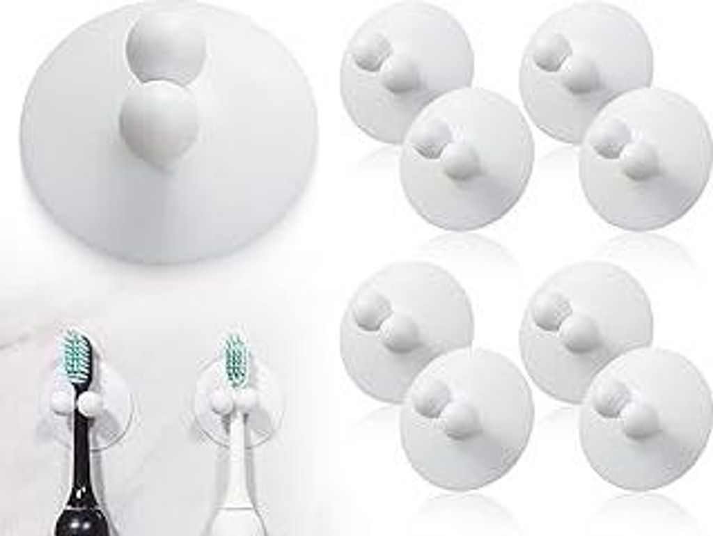 8 Stück Zahnbürstenhalter,Wasserdicht Toothbrush Holder Saugnapf,Elektrische ZahnbüRste Halterung,Rasiererhalter,Zahnbürstenhaken Stopfenhalter...