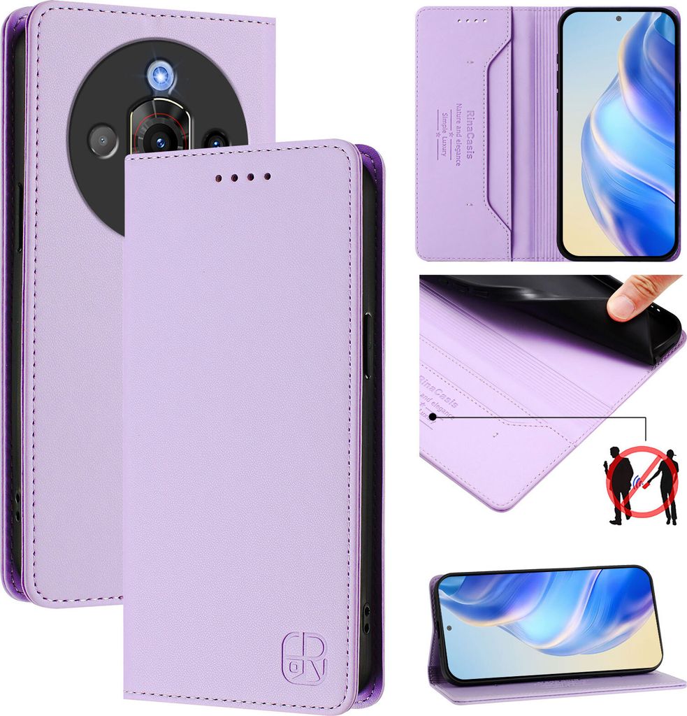 Lederhülle für ZTE Nubia Focus Pro Hülle Flip Brieftasche Kartenfächern Ständer Schutzhülle Violett