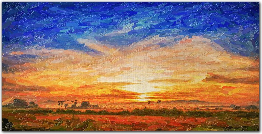 Coloray - Bild aus Glas - Glasbilder - 100 x 50 cm - Wohnzimmer Glasblock mit Bild Wanddekoration Gehärtetes Glas Dekoration Küche - Malerei Sonn...