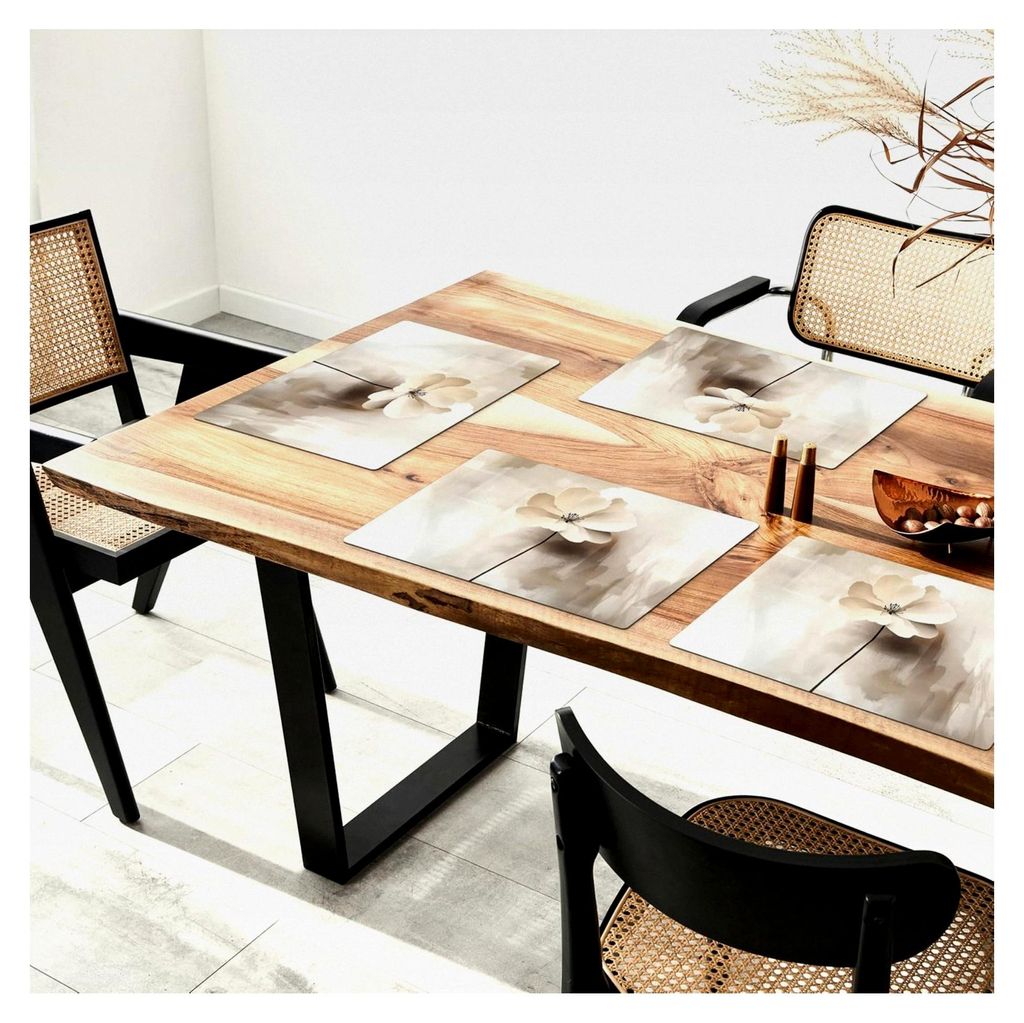 Abwaschbare Platzsets Set 6 45x30 cm Tischsets Platzdeckchen Esstisch Telleruntersetzer Beige