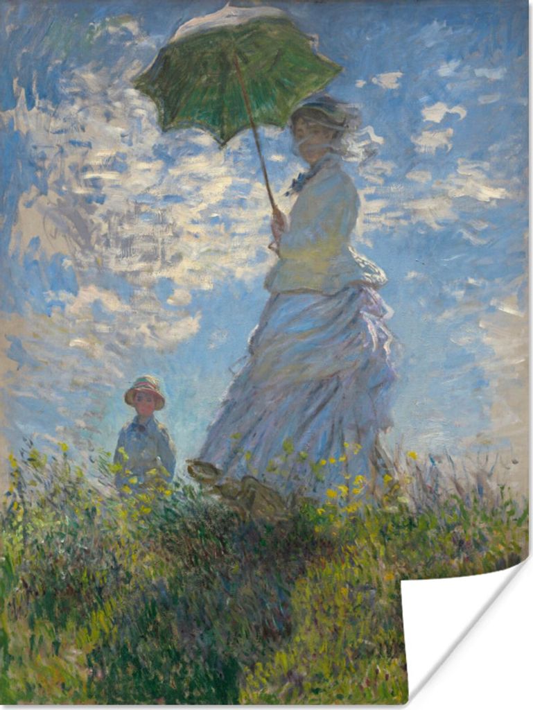 MuchoWow Poster Frau mit Sonnenschirm - Gemälde von Claude Monet 120x160 cm - Wandbilder