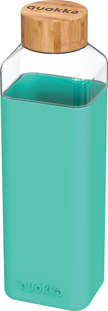 Quokka Storm - Runde Glasflasche mit Silikondeckel 700ml (Teal)