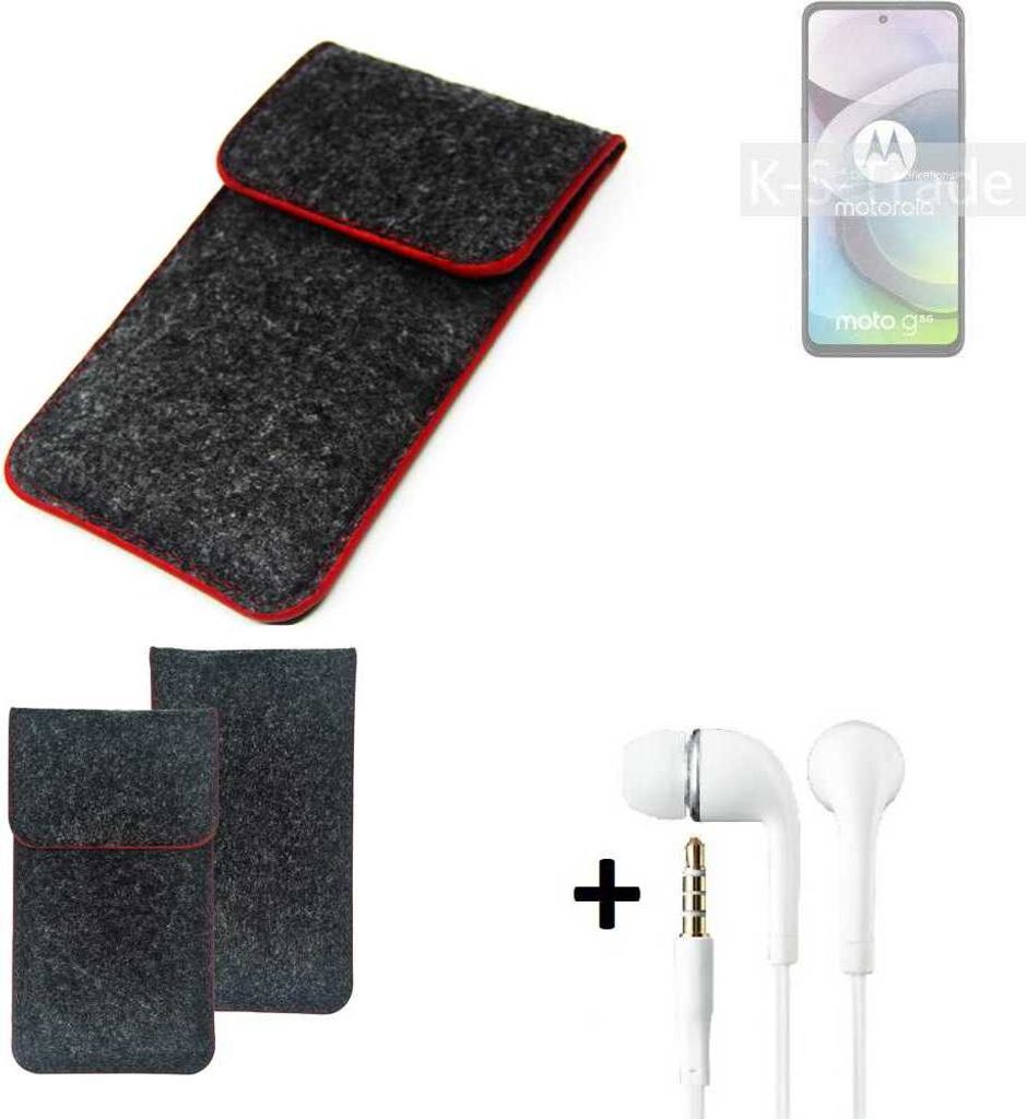 K-S-Trade Handy Schutz Hülle kompatibel mit Motorola Moto G 5G Schutzhülle Handyhülle Filztasche Pouch Tasche Case Sleeve Filzhülle dunkelgrau