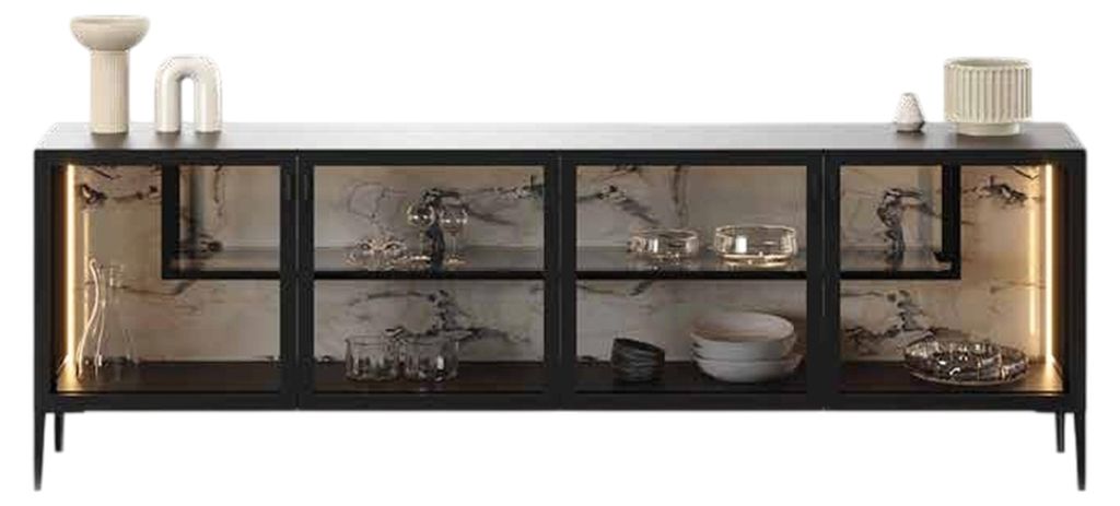 Moderne graue Konsol aus Holz mit Glas für Wohnzimmer und Flur