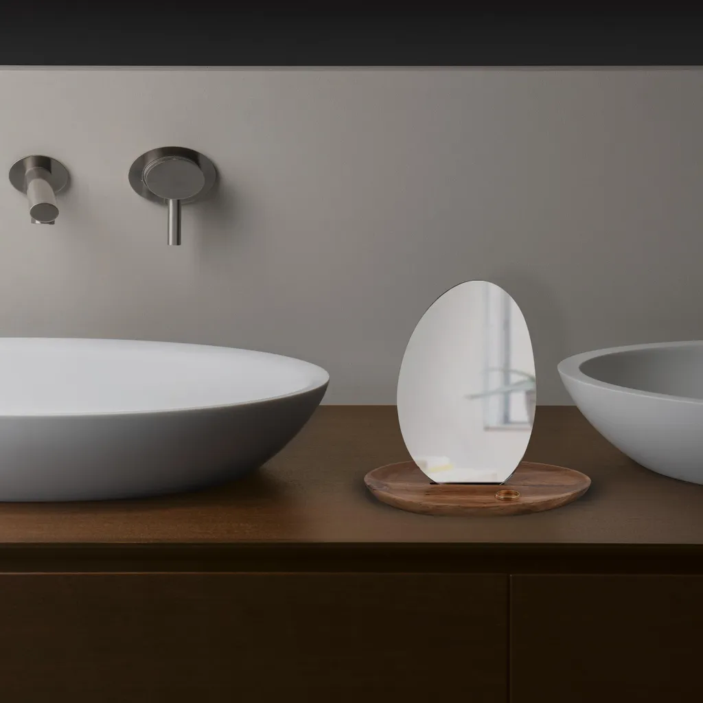Miroir de Salle de Bain Design avec Tablette Intégrée en Bois d'Acacia - 4