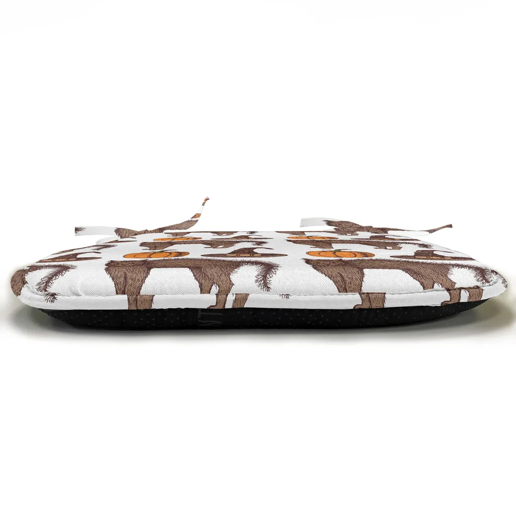 ABAKUHAUS Cuscini di Halloween per sedie da sala da pranzo, zucca-strega-cappello-gatto, cuscini decorativi impermeabili con cinturini per sedie da cucina, 40 cm x 40 cm, confezione da 4, marrone arancione verde - 6