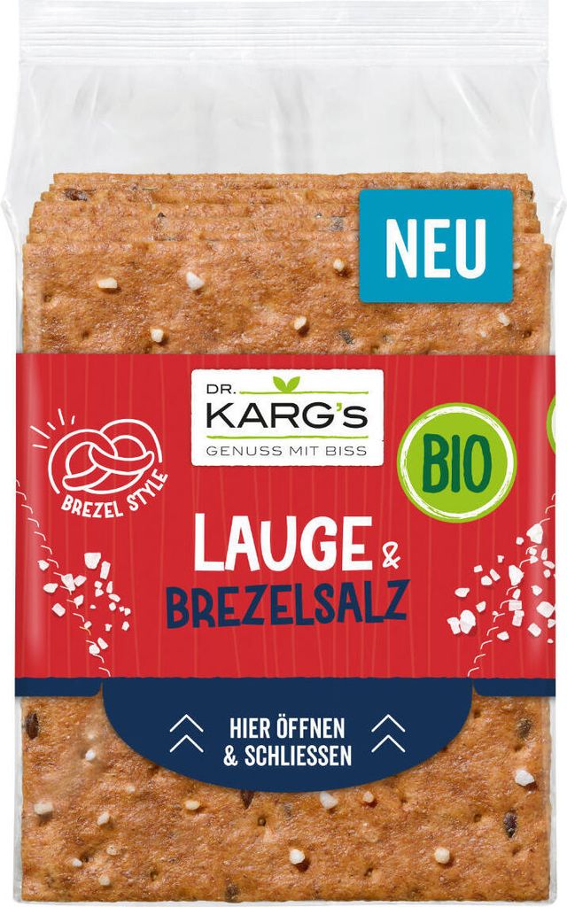 Dr. KargsVollkorn Knäckebrot Scheiben Lauge und Brezelsalz 200g