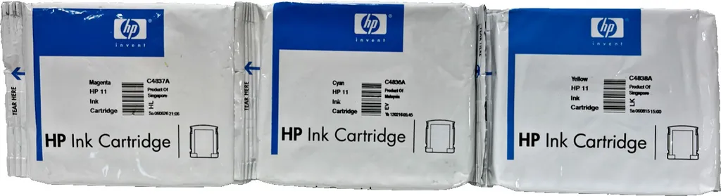 Lot de 3 Cartouches HP 11 Couleurs C4836A-38A Haute Capacité d'Origine