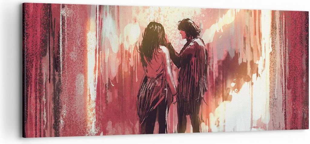 Bild auf Leinwand - Leinwandbild - Paar künstlerisch illustration liebhaber - 120x50cm - Wand Bild - Wanddeko - Leinwanddruck - Bilder - Kunstdruc...