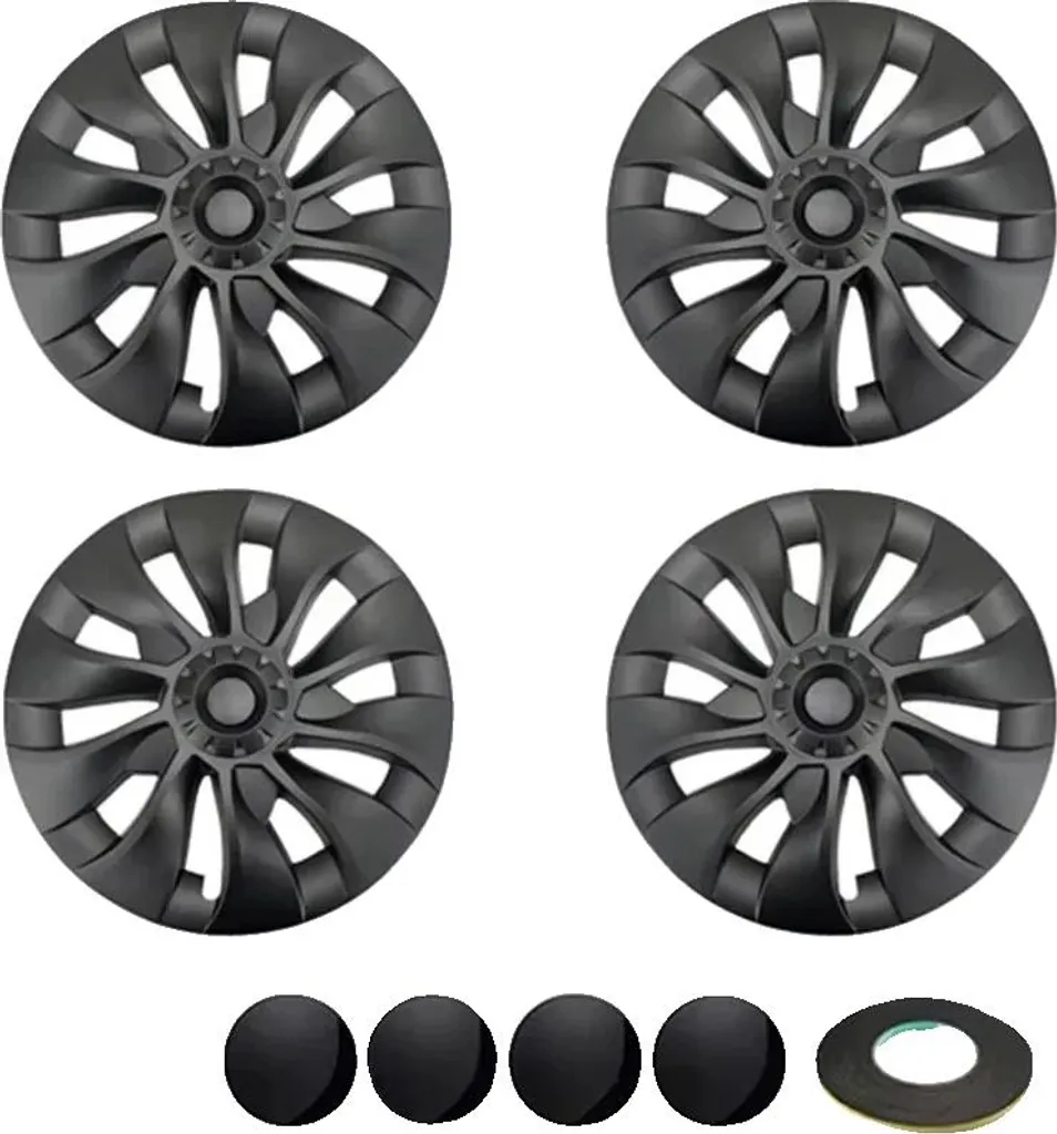 Enjoliveurs pour Tesla Modèle 3 Noir Mat, Réparez vos Jantes Rayées