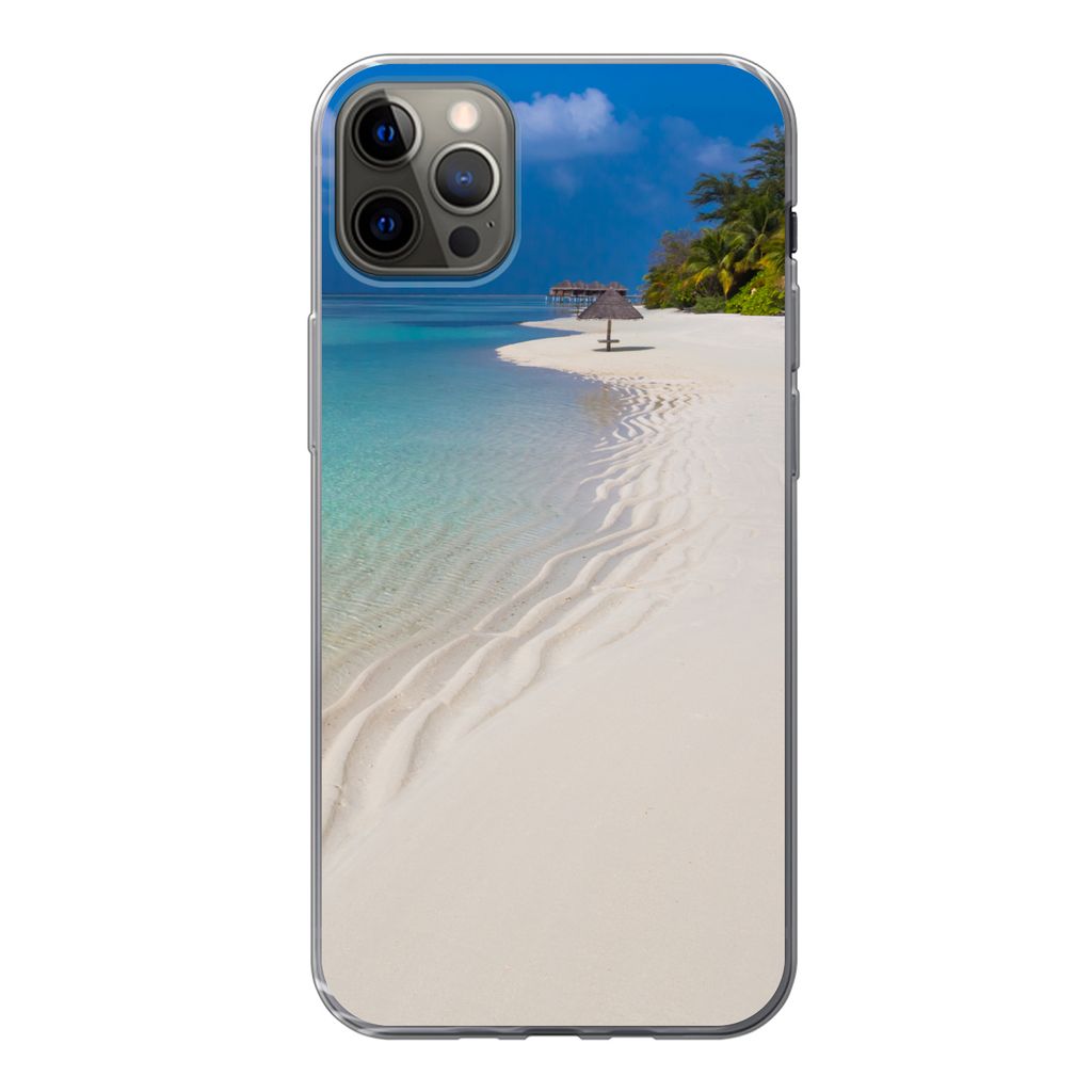 MuchoWow Handyhülle Schutzhülle Hülle für iPhone 12 Pro Max Meer - Strand - Sommer Silikon Softcase Handy Hülle - Hartschale