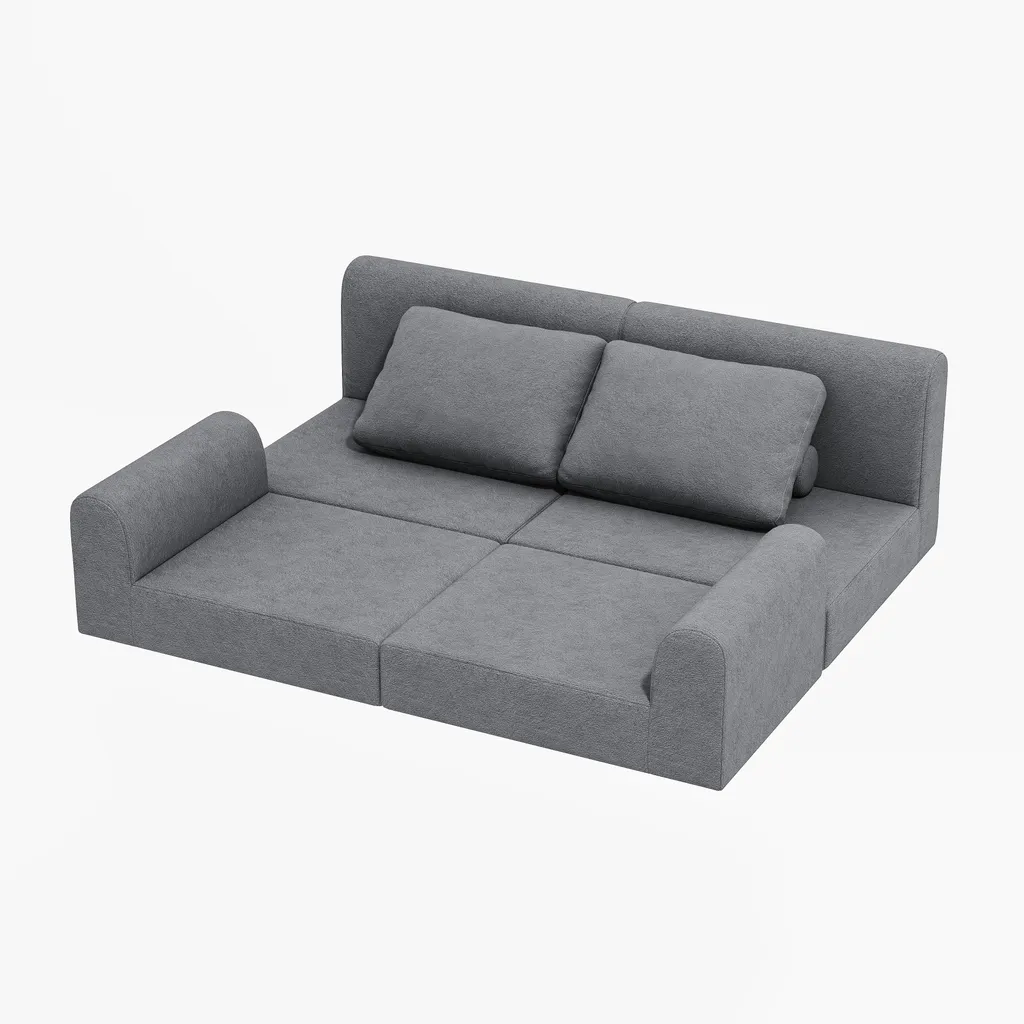 Canapé convertible avec mousse à mémoire de forme et dossier réglable gris - 19