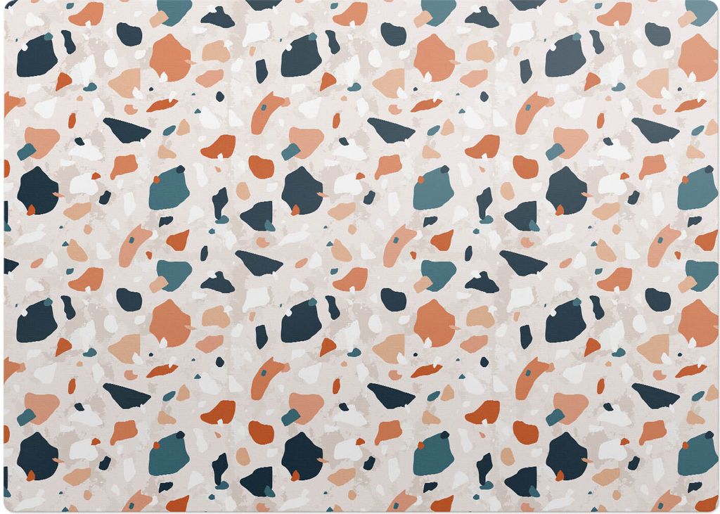 Terrazzo-Abstraktion – Bodenschutzmatte – Rutschfest – Schutzmatte für Büro – Vinylmatte – Stuhlunterlage – 140 x 100 cm