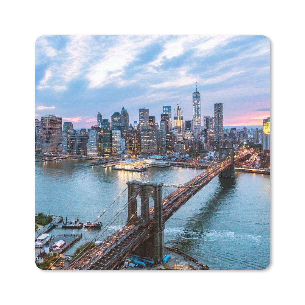 MuchoWow Mauspad Mousepad New York - Brooklyn Bridge - Boot 30x30 cm - Mousepads - Maus Mat - Pad - Mausunterlage - Gaming