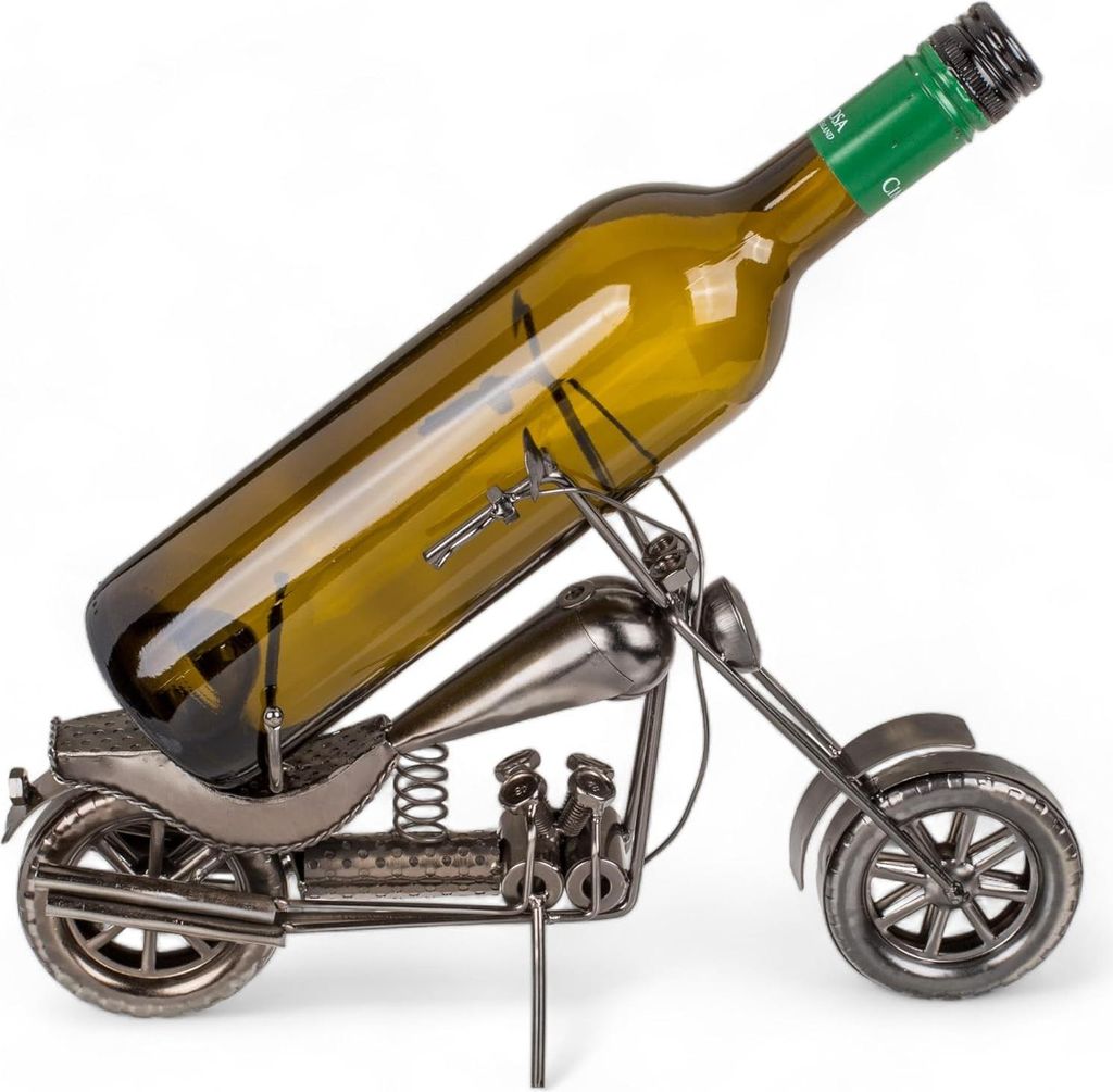Metallene Flaschenhalter im Retro Cafe Racer Stil für Motorradliebhaber - Bobber Chopper Vintage Klassischer Weinflaschenhalter
