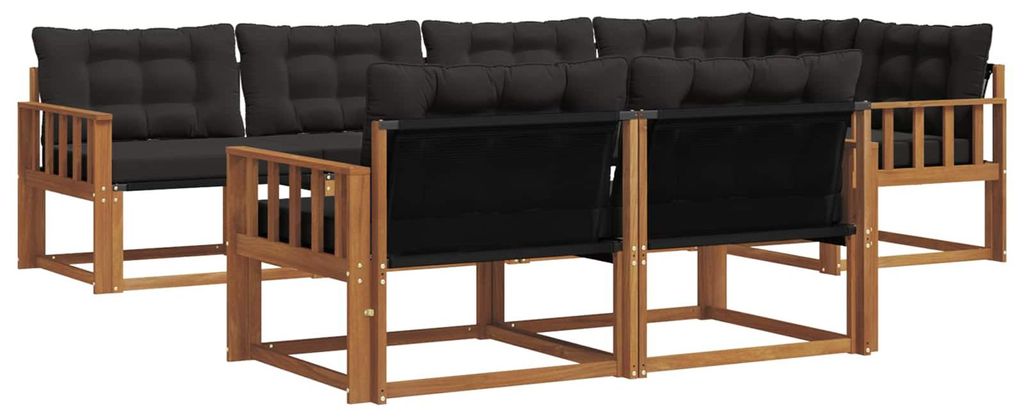vidaXL Outdoor-Sofagarnitur mit Kissen 7 pcs Natürlich und Schwarz