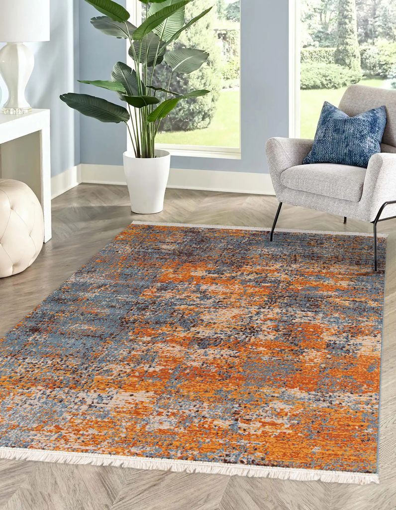 Rikmani Teppich Moderner Fransenteppich 120 x 170 cm Wohnzimmer FAX