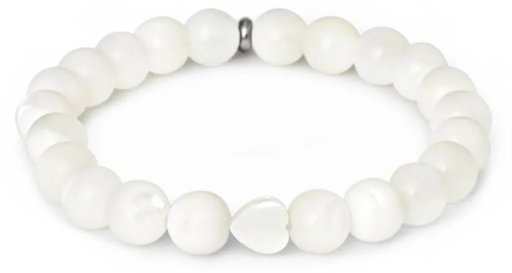 Bracelet de perles blanches MINK148/17 - Éclat nacre et finition argent
