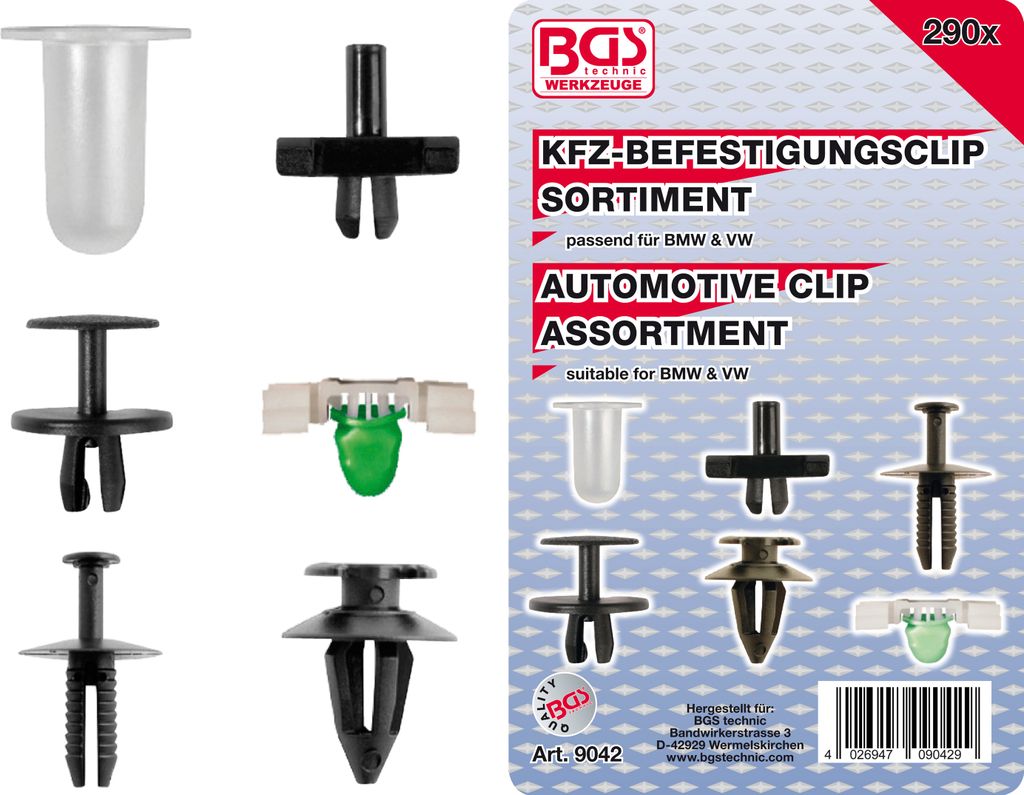 BGS technic Automotive Clip Assortment for BMW, 456 mm, 456 g
