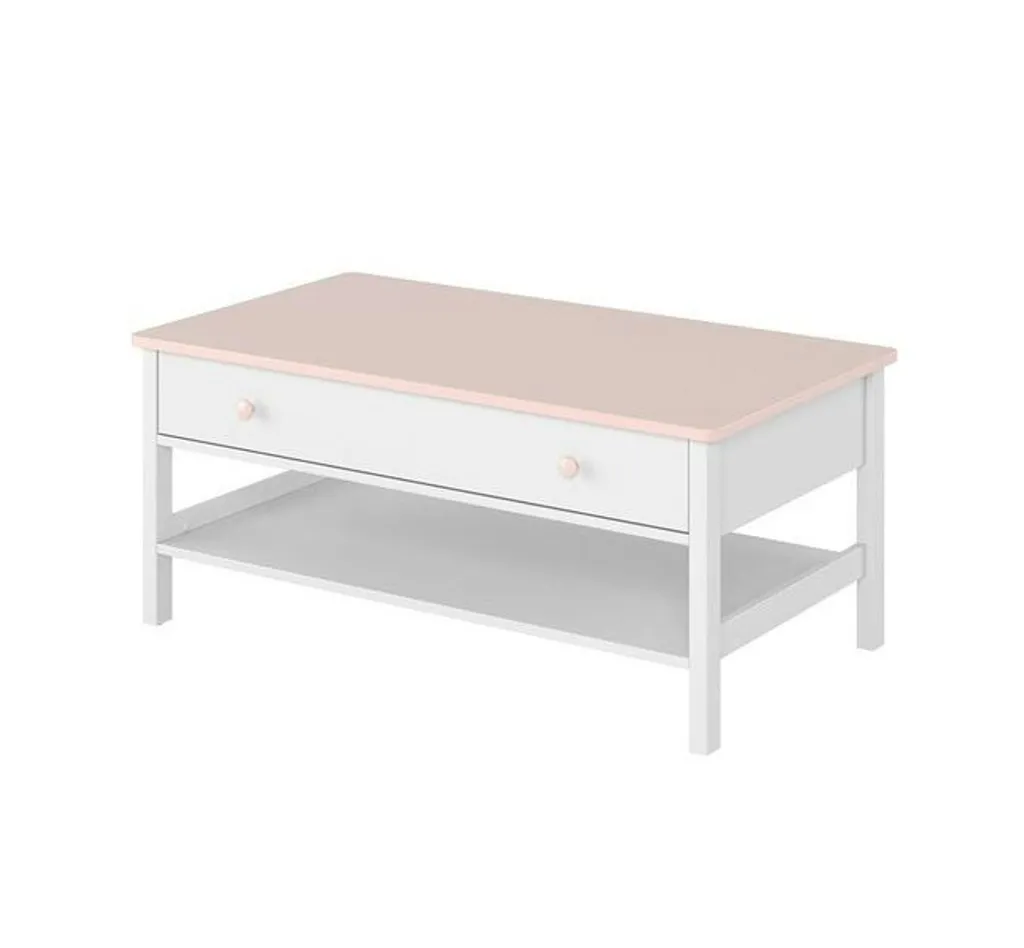 Table basse LEGUAN blanc rose : la solution pour un salon plus lumineux