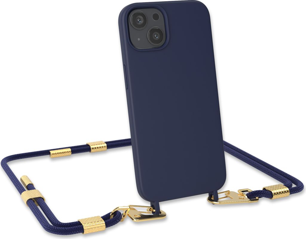 EAZY CASE Handykette Silikon mit Clips 2 in 1 kompatibel mit Apple iPhone 13 Handyhülle mit Umhängeband, Handykordel mit Silikon, Hülle mit Band...
