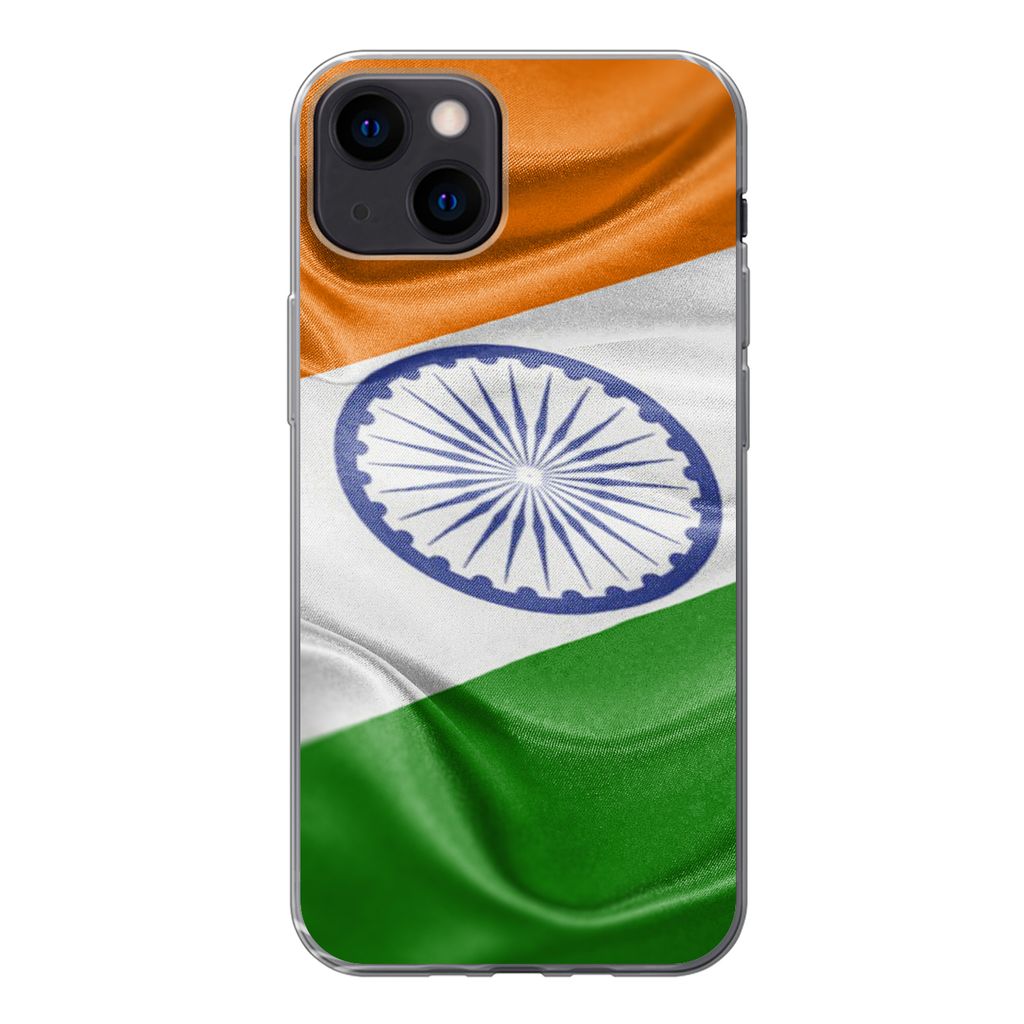 MuchoWow Handyhülle Schutzhülle Hülle für iPhone 13 Nahaufnahme der Flagge von Indien Silikon Softcase Handy Hülle - Karteninhaber
