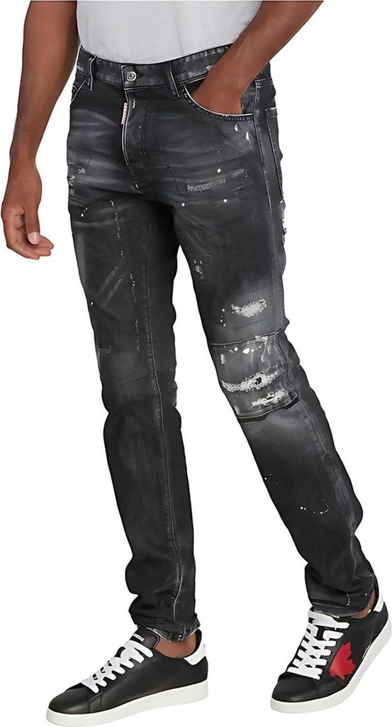Dsquared2 Slim Fit Jeans Distressed Herren schwarz Designer Denim